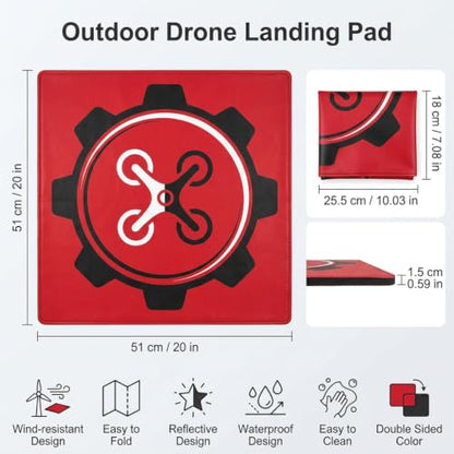 20 Inch Drone Landing Pad for Mini 5 Pro/4/3/2 Se/4k/Dji Neo/Flip, Red - color: Red