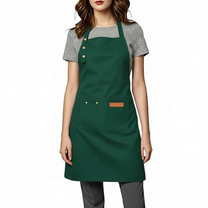 Aprons for Women Men, Water-Resistant Kitchen Aprons for Cooking - color: Green
