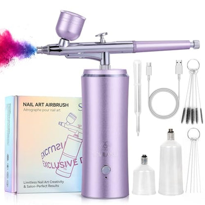 SAVILAND 30PSI Nail Art Airbrush Kit with Compressor Purple - color: Light-Purple