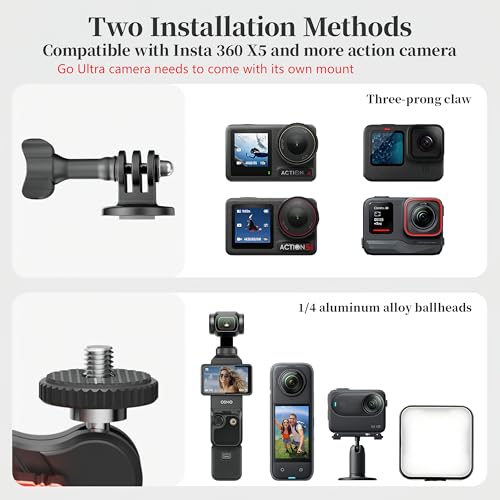 Clamp Camera Mount for Insta360 X6 X5 LUNA Ultra Pocket 4 Pro Accessories