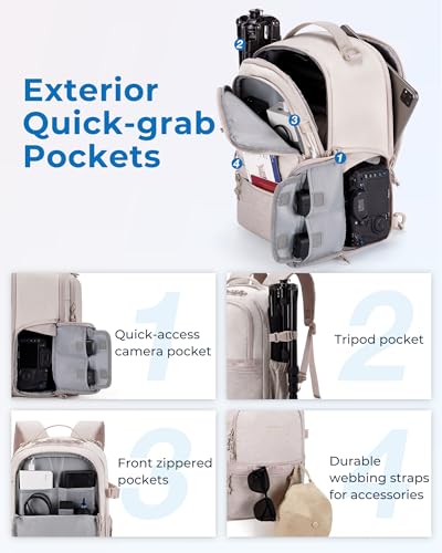 BAGSMART 2 in 1 Small Camera Backpack for DSLR, Fits 12.9" iPad, Camel - color: Camel