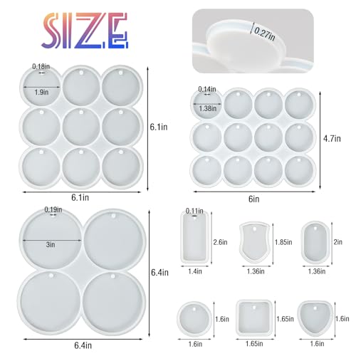 YODOYO 31-Cavity Flat Resin Molds with Holes for Keychains & Pendants
