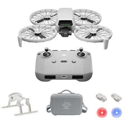 DJI Flip (RC-N3) Bundle, Drone With 4K UHD Camera for Adults, Under 249 g, 3-Axis Gimbal Stabilization, Propeller Arm Fixed Clamp,Landing Gear,Carrying Case,Drone Strobe Light