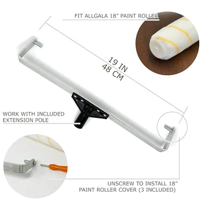 Allgala 18 Inch Paint Roller Kit Pro Grade 11 PC Set Paint Tray and Liners, Rollers and Frame, 4 FT Extension Pole - color: 11-PC Complete Kit