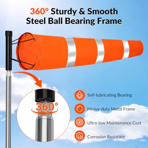 Airport Windsock Pole Kit, 8 in x 36 in Aviation Grade Wind Sock Pole Kit