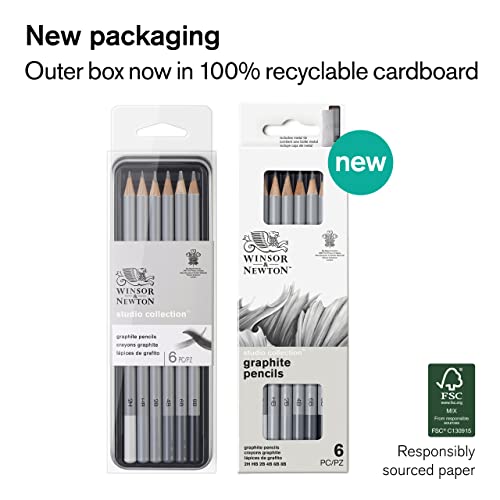 Winsor & Newton Studio Collection, Graphite Pencils, Set of 6 - style: 6 Graphite Pencils