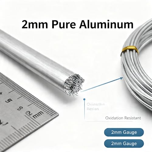 Aluminum Wire, Wire Armature, Bendable Metal Craft Wire for Making Dolls Skeleton DIY Crafts (12Gauge(2mm), Silver)