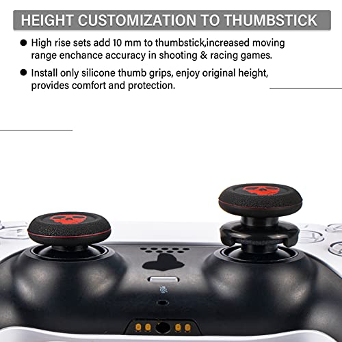 FPS Thumbstick Extender & Printing Rubber Silicone Grip Cover 2 Sets for PS5 & PS4 Controller (Ghost Red) - color: 12