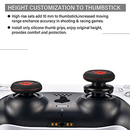 FPS Thumbstick Extender & Printing Rubber Silicone Grip Cover 2 Sets for PS5 & PS4 Controller (Ghost Red) - color: 12