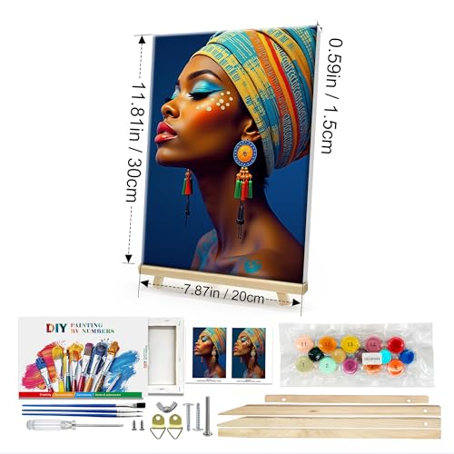 HeeBenor Framed Paint by Numbers Kit for Adults, Black Women, 8x12 Inch - color: Black Women 044
