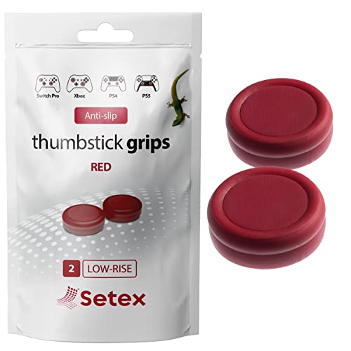 Setex Gecko Grip Thumbstick Grip Covers, PS5, Xbox, Switch, 1 Pair, Red - color: Red, size: 1 Pair
