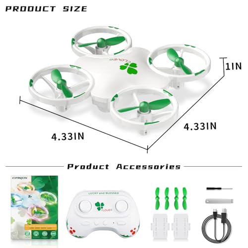 Clover Drone for Kids-Quadcopter with Dual Modular Batteries - color: Green