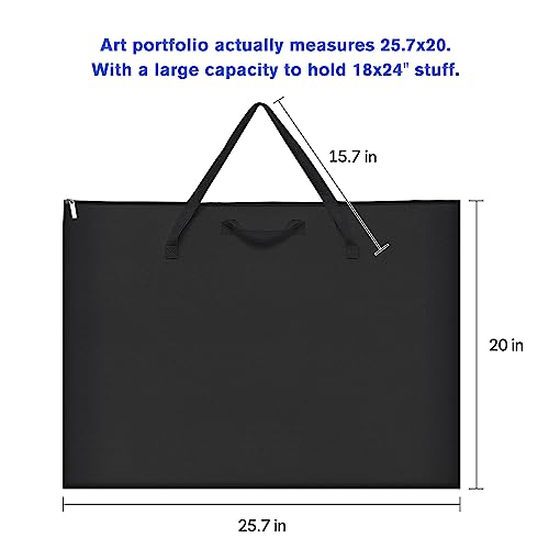 ZKOO Art Portfolio Bag (Black, 18" * 24") + Art Craft Storage Bag-Black