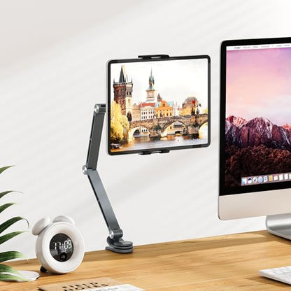 Houele Tablet Stand Holder iPad Stand for Desk Tablet Desk Mount - color: Grey