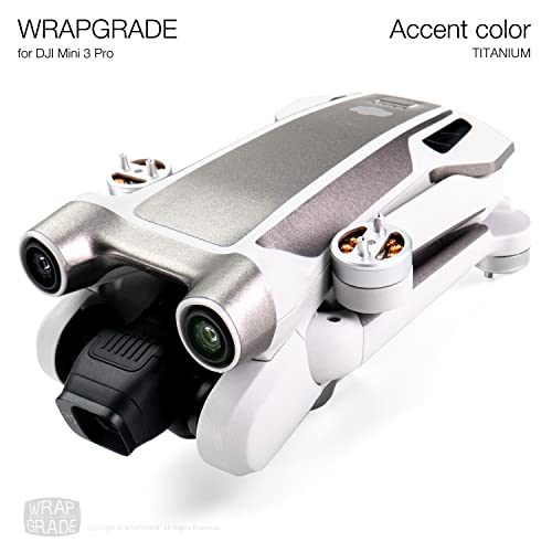 WRAPGRADE Skin Stickers Compatible with DJI Mini 3 Pro | Accent Color (Titanium) - color: Titanium