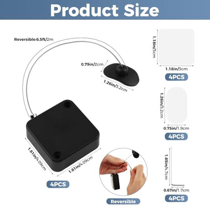 4Pack Retractable Remote Control Tether 6.5 Ft TV Remote Leash Anti Loss Cord Remotes Control with Adhesive Mount for TV Remotes, Game Controllers, and Tablets