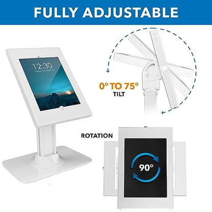 Mount-It! iPad Kiosk Stand, Anti-Theft Steel Countertop Enclosure, White - color: White
