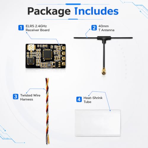 ELRS 2.4GHz Receiver with 40mm T Antenna for FPV Long Range Drones