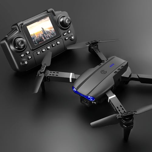 E99max Drone with Screen Controller, Black Carrying Case, 2Batteries - color: Black - 2 batteries