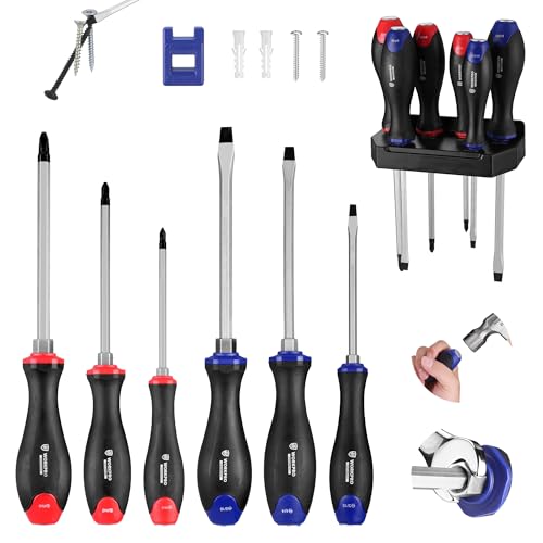 WORKPRO 12PCS Screwdriver Set, Go-Thru Screwdriver with Wall Mount Rack - style: 12-Piece Go-thru Screwdriver Set