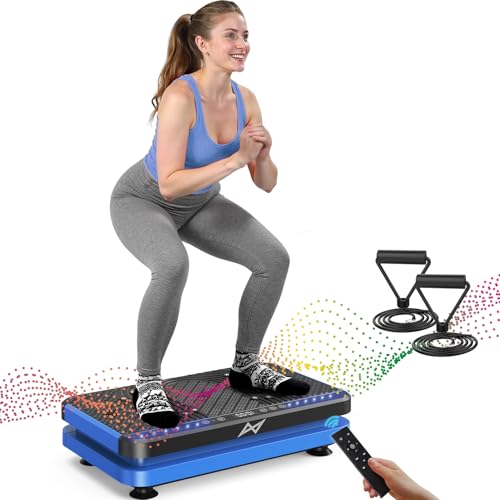 AXV Vibration Plate Fitness Platform Exercise Machine Vibrating Shaking Full Body Shaker Workout Vibrate Stand Shake Board Sport for Weight Loss Fat Burner for Gym Home Office - color: ARK.BLACKBLUE