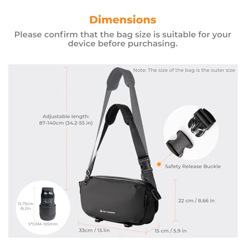 K&F CONCEPT Camera Sling Bag, Everyday Shoulder Crossbody Bag - color: 02 All Black Medium