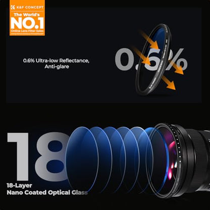 K&F CONCEPT 72mm Variable ND Lens Filter ND2-ND400 (1-9 Stops) Ultra Slim - size: 72mm