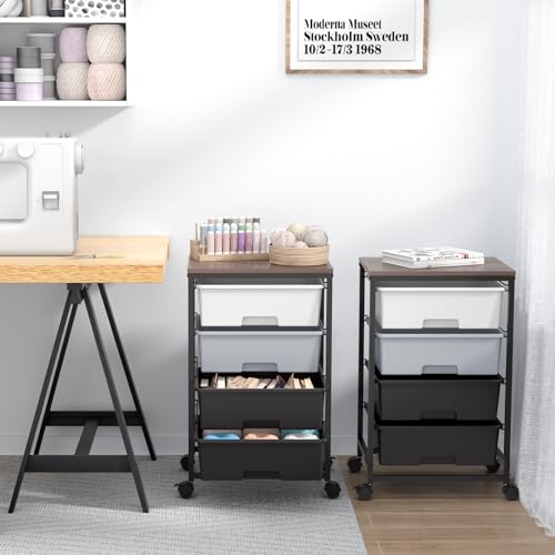 SYKIARIOL Utility Cart with 4 Drawers, Light Grey - color: Light Grey, size: 4 Drawers