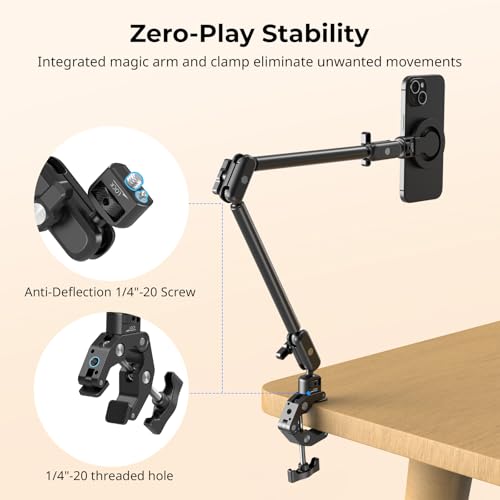 SMALLRIG Desktop Clamp Magic Arm Kit for MagSafe for iPhone, 55cm / 21.6" - style: Double Ball Joints for MagSafe