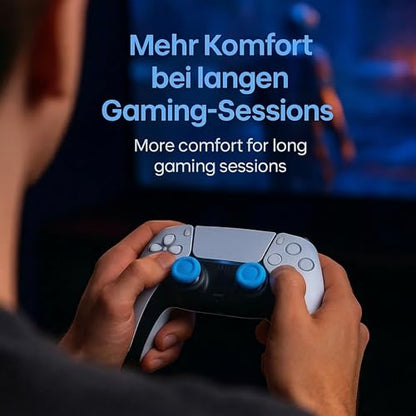 MatoSan Thumbstick Silicone Replacement Caps - Compatible with PS5 Controller & PS4 Controller - Non-Slip Grip for More Precise Control - Protective Caps for Analog Sticks (4 Silicone Blue) - color: 4 silicone blue