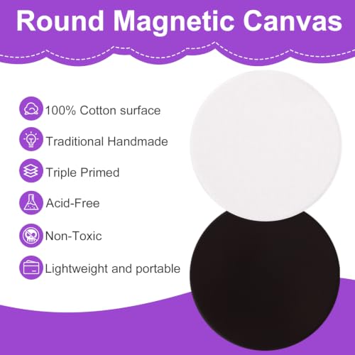 ESRICH 48Pack 3x3IN Round Mini Canvas Magnets, Small Magnetic Paint Canvas - size: 3 x 3 in (48 Pack)
