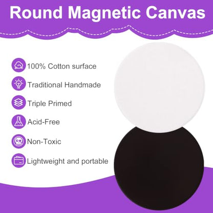 ESRICH 48Pack 3x3IN Round Mini Canvas Magnets, Small Magnetic Paint Canvas - size: 3 x 3 in (48 Pack)