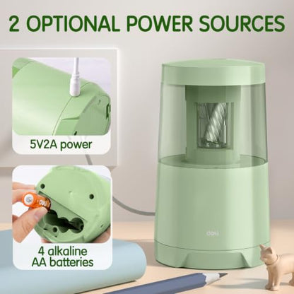 Deli Electric Pencil Sharpener, Automatic Pencil Sharpeners, Green - color: Green