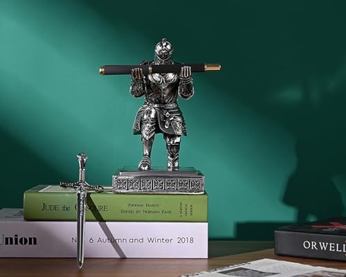 King's Guard Knight Pen Holder with a Letter Opener Desk Organizers Silver - color: Silver(plating)