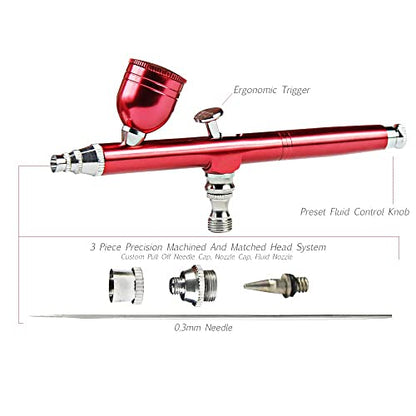 HUBEST 0.3mm Dual-Action Airbrush Spray Gun,with 7cc Cup for Model & Makeup