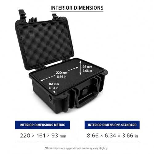 DCB Cases - Element 2501F Waterproof Hard Case with Foam Insert - IP67 Dustproof | Impact-Resistant | 9.84 x 8.58 x 4.45 Ext Dim | Pressure Valve | Lockable Protective Storage