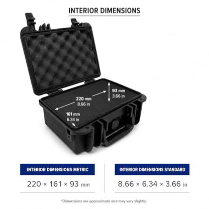 DCB Cases - Element 2501F Waterproof Hard Case with Foam Insert - IP67 Dustproof | Impact-Resistant | 9.84 x 8.58 x 4.45 Ext Dim | Pressure Valve | Lockable Protective Storage