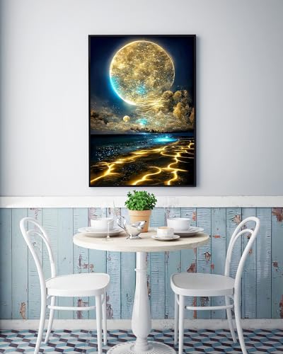 Moon Diamond Painting Kits for Adults, Beach Diamond Art Kits for Adults - color: Moon