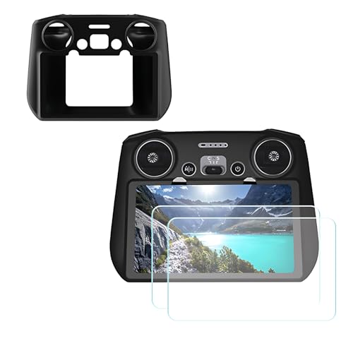 DJI RC Silicone Protective Cover+HD Screen Tempered Glass for DJI Mini 3/Mini 3 pro/Air 2s/Mavic 3 DJI RC Controller Protective Case(Black)