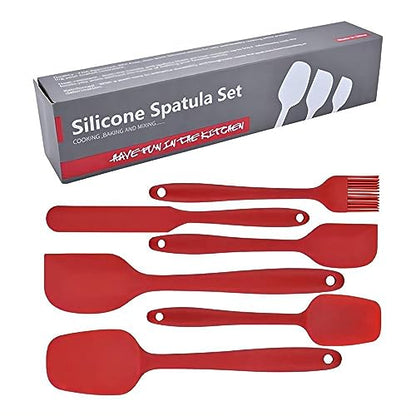 6 Pieces Silicone Spatula Set, Food Grade Rubber Spatula,Kitchen Tools for Baking, Cooking, Stirring (Red) - color: Red