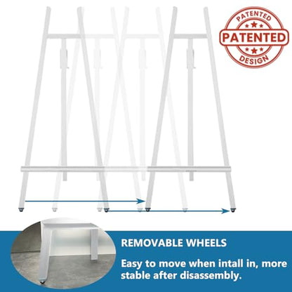 A-Frame Wooden Display Easel, Lyre Beechwood Studio Easel Stand, White - color: White