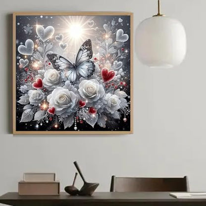 XIYOUVIGOR Diamond Painting Kits for Adults, Rose Butterfly Diamond Art Kit - color: Animal (Butterfly)