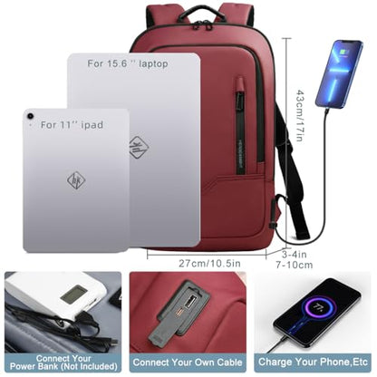 hk Backpack for Men Business Slim Laptop Bag - color: Red, size: 15.6 Inch