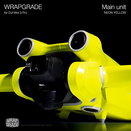 WRAPGRADE Skin Stickers compatible with DJI Mini 3 Pro | Main Unit (NEON YELLOW) - color: Neon Yellow