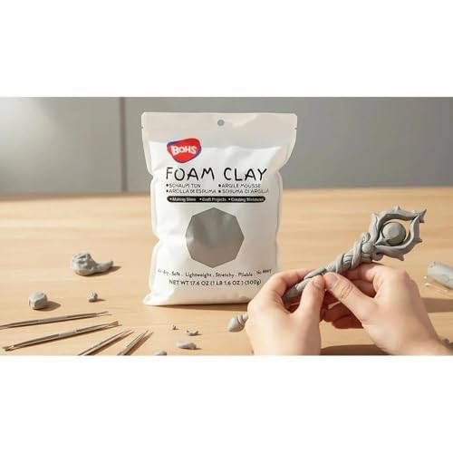 BOHS Foam Clay, Gray Air Dry Modeling Clay, 1.1 lb - color: Gray, size: 500 g