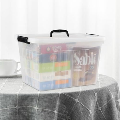 Asking 18 L Clear Plastic Storage Box with Handle, 4-Pack - size: 18 L
