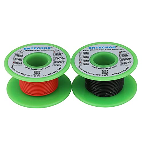 BNTECHGO 26 Gauge Silicone Wire Spool red and Black Each 100ft Flexible 26 AWG Stranded Tinned Copper Wire - size: 26 Gauge, 100ft per color