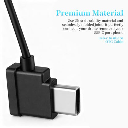 2 Pack Micro USB to USB-C 1ft/30cm Data Cable for DJI Spark/Mavic Pro/Mavic Mini 1st & SE/Mavic 2 Series/Mavic Air 1st Drone Controller iPhone 17/16/16e/15 Pro Max (Micro USB to Type C)