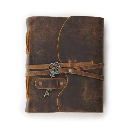 LEATHER VILLAGE Leather Journal Key Lock, Distressed Brown 6x4. - color: Distressed Brown, size: 6"X4"