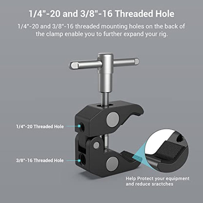 SMALLRIG Super Clamp w/ 1/4" and 3/8" Thread and 5.8 Inches Magic Arm - size: 5.8''+arm only